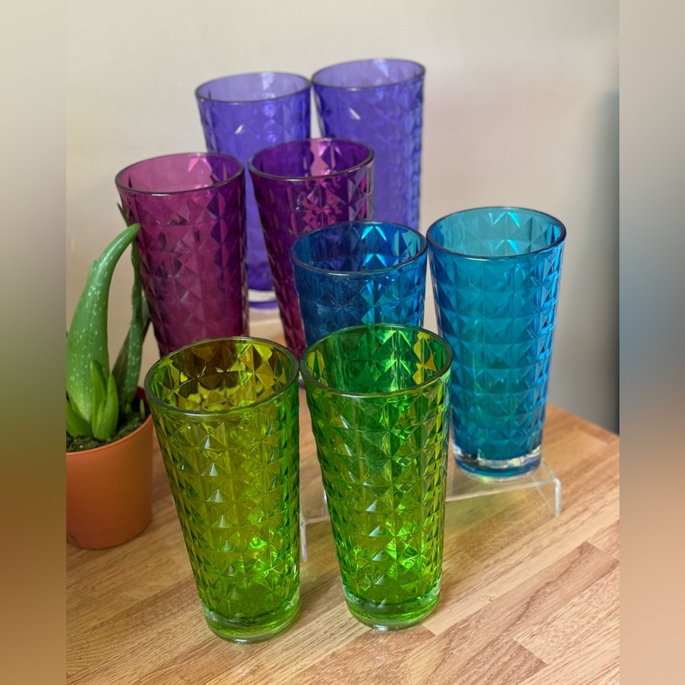 8pc Multi colored Tall Cup Set